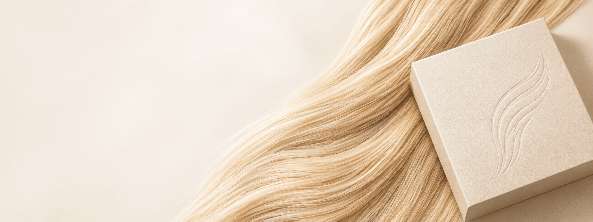 Blonde hair extensions and unbranded private-label packaging